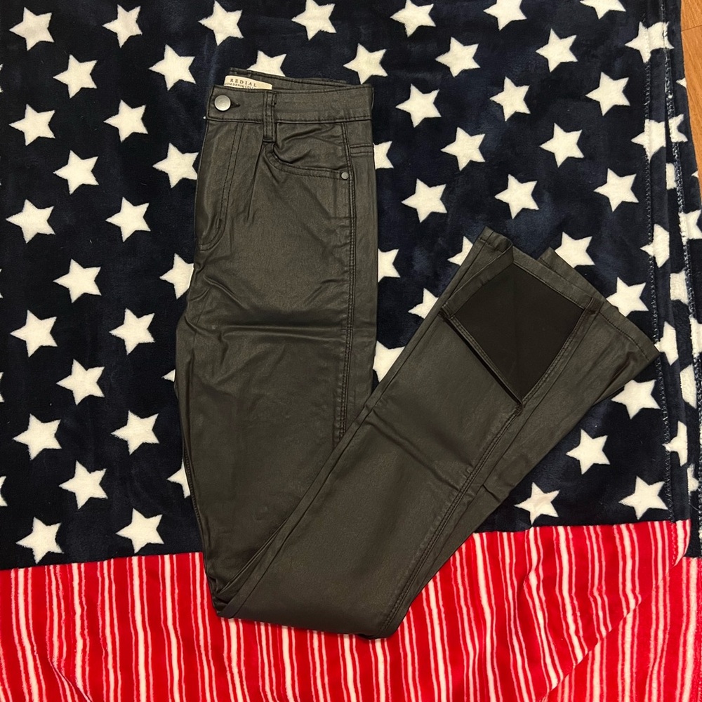 Redial Black Coated Denim Pants